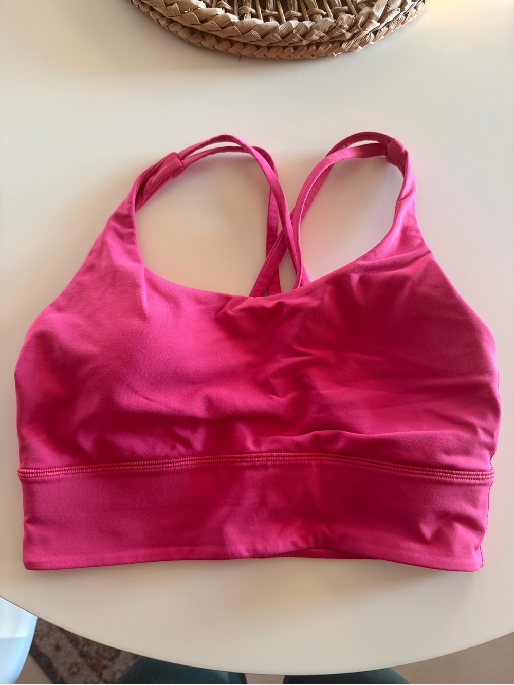 Size 4 Lululemkn Hot Pink Longline Cross-Back Sports Bra